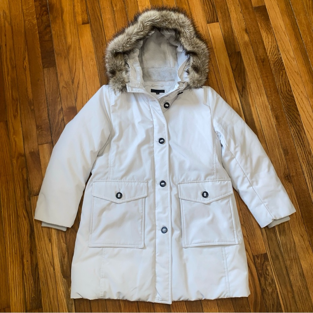 Uniqlo Ultra Warm Down Long Midi Removable Fur Hood Coat Parka Size XL